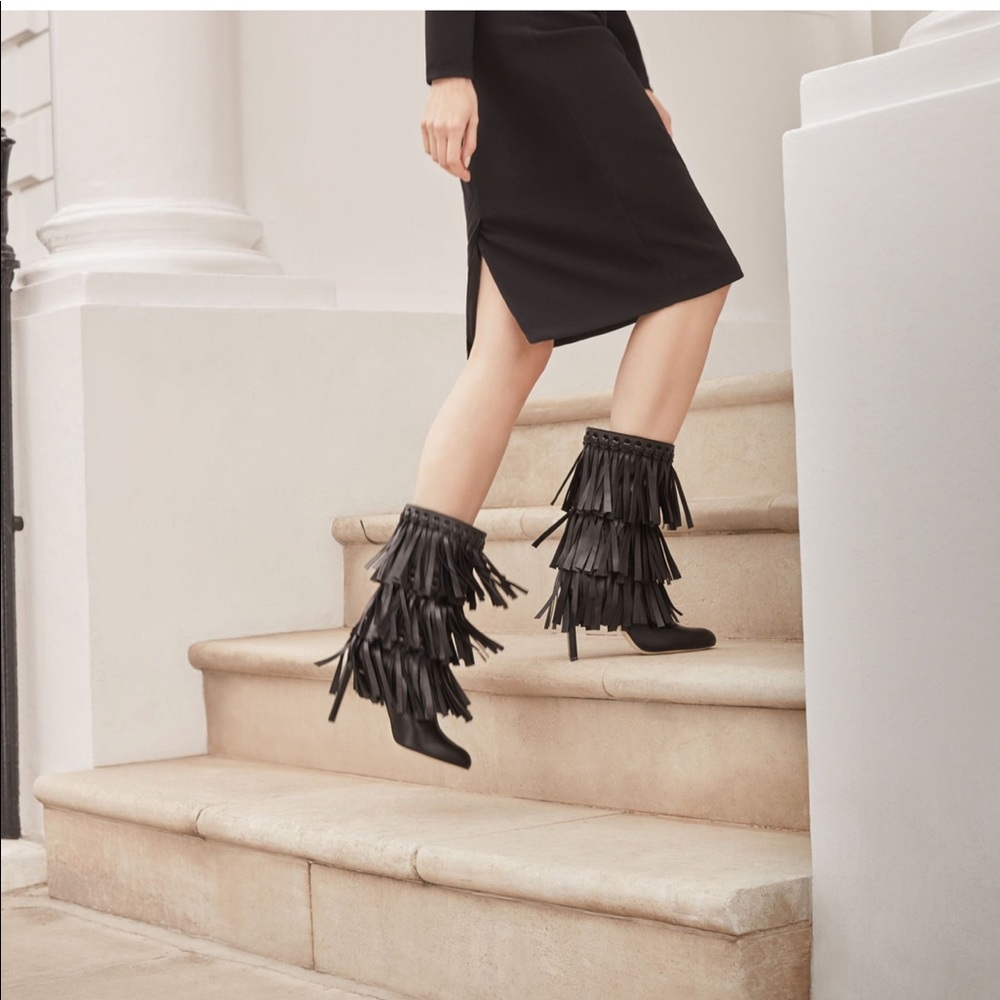 JIMMY CHOO*Black Fringe Boots EU 35.5 $2380 - Picture 2 of 8